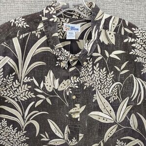 Vtg Reyn Spooner Sz 3XL Hawaiian‎ Popover Tan Brown Floral Tropical Botanical